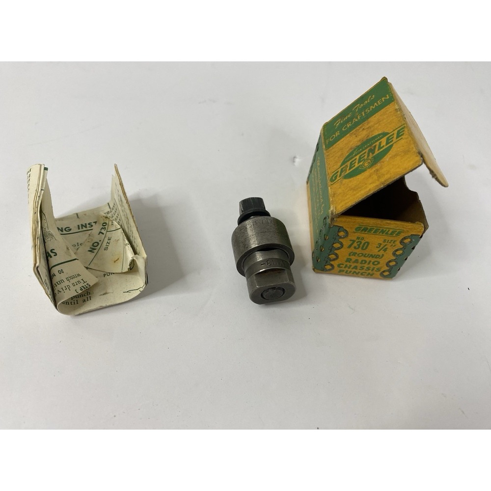 Vintage Greenlee Tool No. 730 3/4 inch Round Radio Chassis Punch With Box